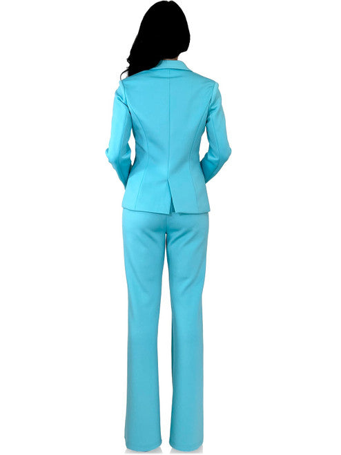 The Marc Defang 8124 Scuba Pageant Jumpsuit is a formal and professional pant suit with crystal blazer buttons. This jumpsuit is made of high-quality and durable Scuba fabric that ensures a comfortable fit for a wide range of body types. The Crystal blazer buttons add a unique touch of style to the look.  Sizes: 00-16  Colors: Baby Blue, White, Hot Pink, Neon Green, Royal, Seafoam, Black  *Ask for custom color - Allow 30 days Production