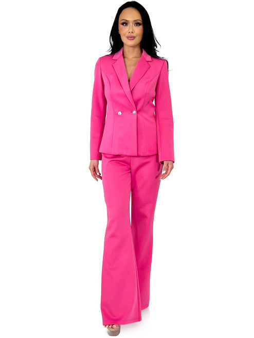 The Marc Defang 8124 Scuba Pageant Jumpsuit is a formal and professional pant suit with crystal blazer buttons. This jumpsuit is made of high-quality and durable Scuba fabric that ensures a comfortable fit for a wide range of body types. The Crystal blazer buttons add a unique touch of style to the look.  Sizes: 00-16  Colors: Baby Blue, White, Hot Pink, Neon Green, Royal, Seafoam, Black  *Ask for custom color - Allow 30 days Production