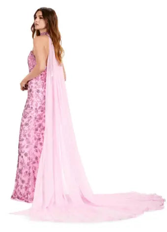 Dazzle everyone in this Ashley Lauren 11404 Long Prom Dress. The stunning strapless gown features intricate beading and a flowy chiffon cape. Perfect for formal events, prom, or pageants. Be the center of attention with this fully beaded gown and choker. Fall in love with this fully sequin strapless gown. With the sequin choker and chiffon cape this gown is sure to make a statement.