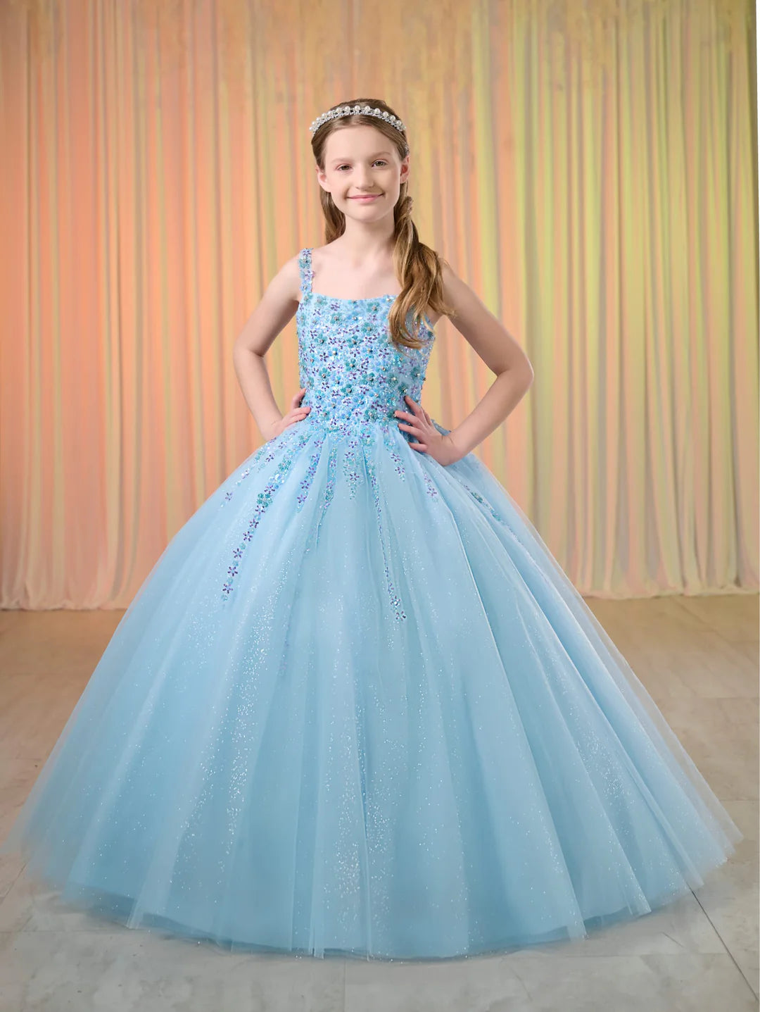 Discover the ultimate in elegance and style with our Tiffany Princess 13769 Girls Pageant Dress. Made with shimmer tulle and a stunning beaded corset, this A Line Tulle Ballgown will make any girl feel like royalty. Perfect for pageants, weddings, or any special occasion.