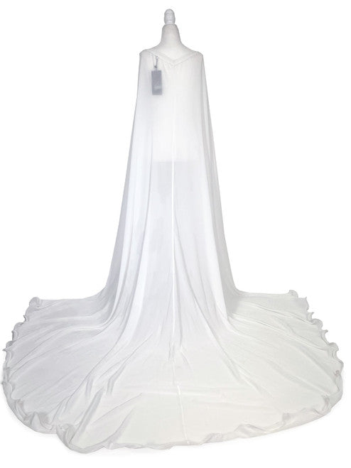 Elevate your formal look with the Marc Defang 2011 Long Chiffon Formal Pageant Cape. This detachable cape features 2 panels for a customizable fit and a stunning chiffon fabric that will flow gracefully as you move. Perfect for pageants, this cape adds that extra touch of elegance to your ensemble.   Ladies ONE SIDE FITS ALL