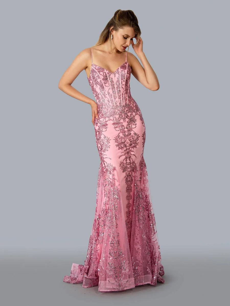 Stella Couture 21066 is a stunning V neckline glitter embellished fitted mermaid prom & Pageant Dress. Featuring a corset design bodice with boning and a v neckline. Lush mermaid silhouette with a sweeping train. sheer back. Great for Prom & Pageant  Available Size: 0-18  Available Color: Red, Silver, Gold, Black, Turquoise, Green, Yellow, Rose, Royal, Navy, Emerald