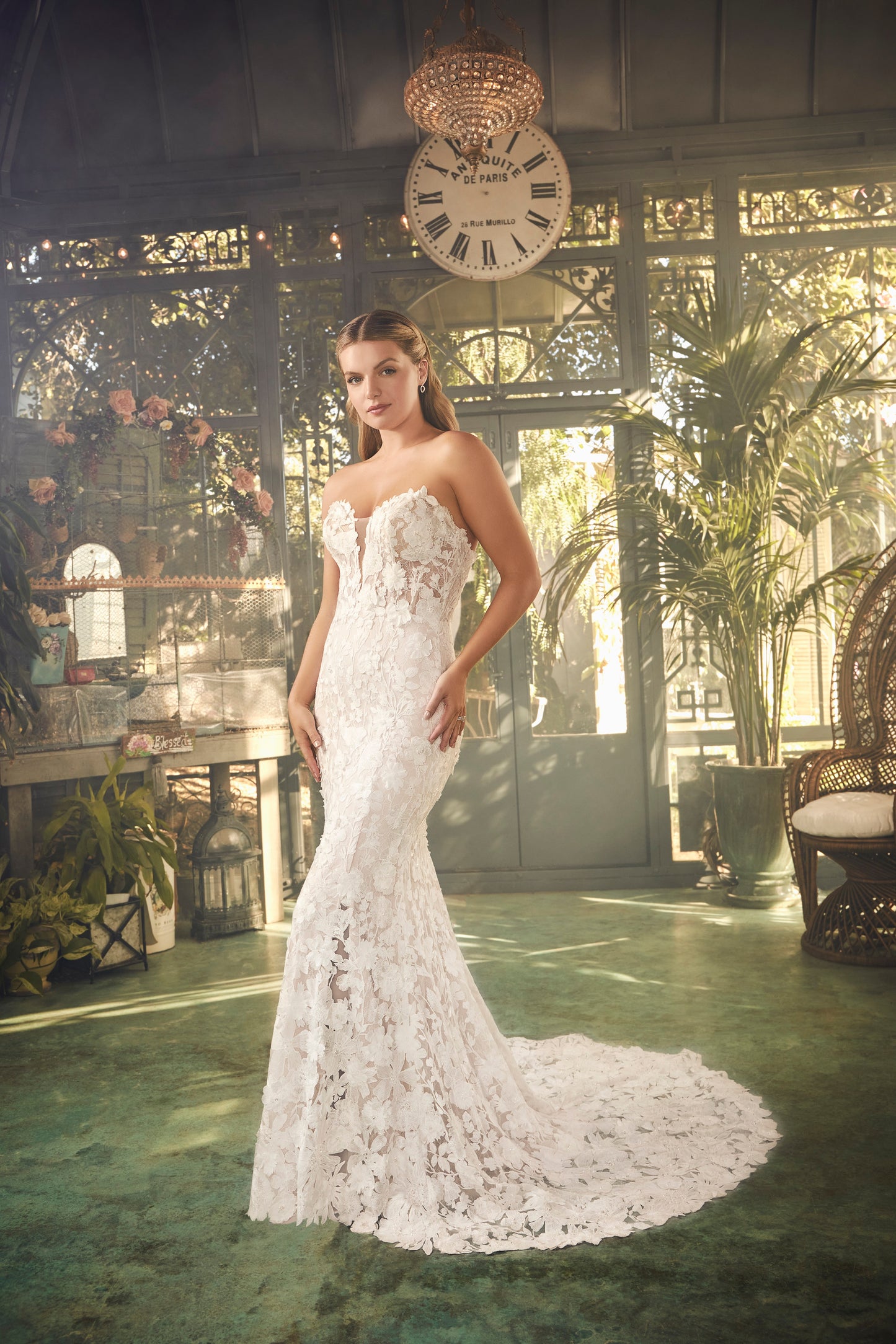 Elevate your bridal look with the Casablanca Bridal 2481 Convertible Lace Wedding Dress. This elegant design boasts a mermaid silhouette, A-line ball gown, and strapless neckline for a truly sophisticated and exclusive feel. The luxurious lace fabric adds a touch of romance, making you feel like a true masterpiece on your special day. Utterly feminine and beautifully tailored, Style 2481 Jolie by Casablanca Bridal is a timeless choice. This fit and flare silhouette is reimagined in Chantilly lace over perfe