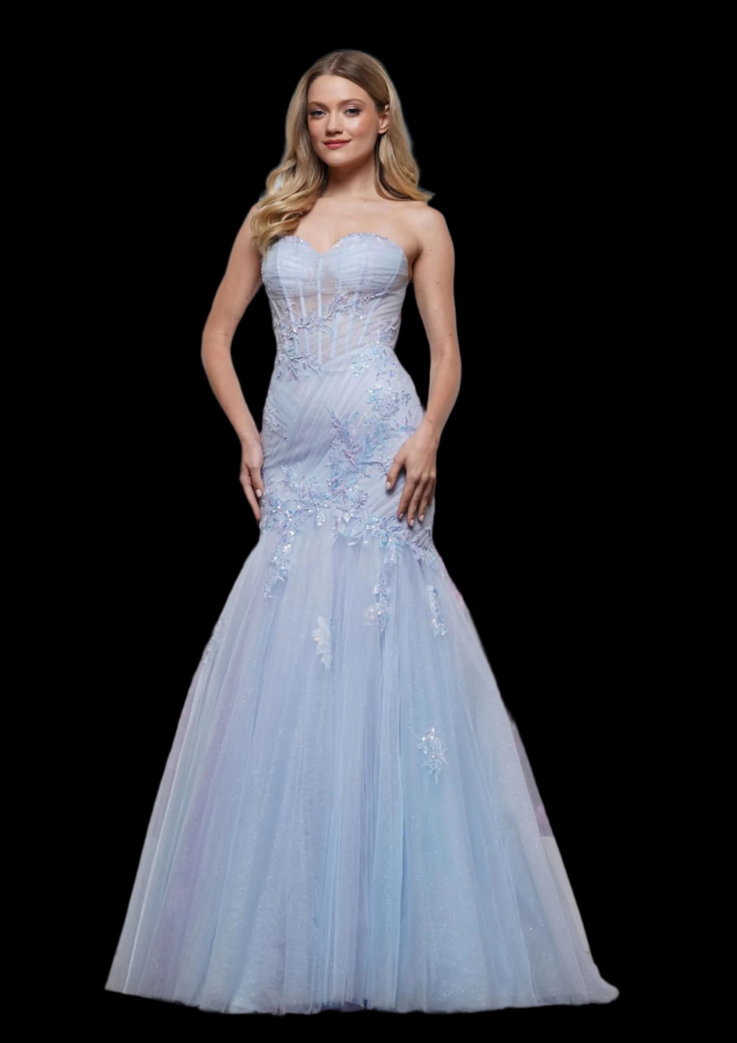 This Colors Dress 3529 Prom Dress features a stunning mermaid style, with a flattering corset and strapless design. The sequin lace and multi tulle add a touch of glamour and elegance. Perfect for prom or pageants.