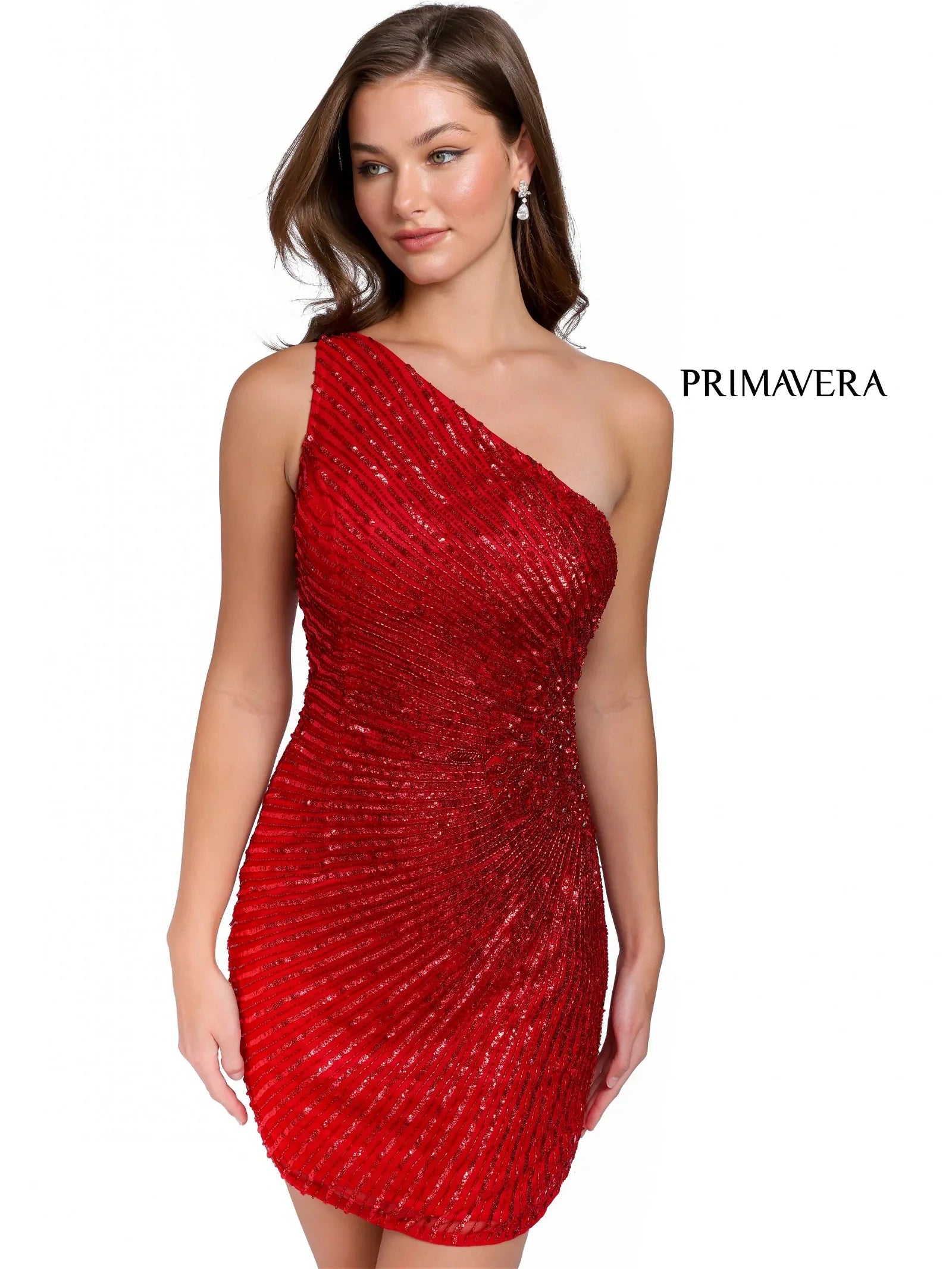 Primavera Couture 3830 Short 2023 Homecoming Dress Fitted Sequin Cocktail Dress  Available Colors- Fuchsia Midnight, Neon Coral, Red  Available Size-00-18