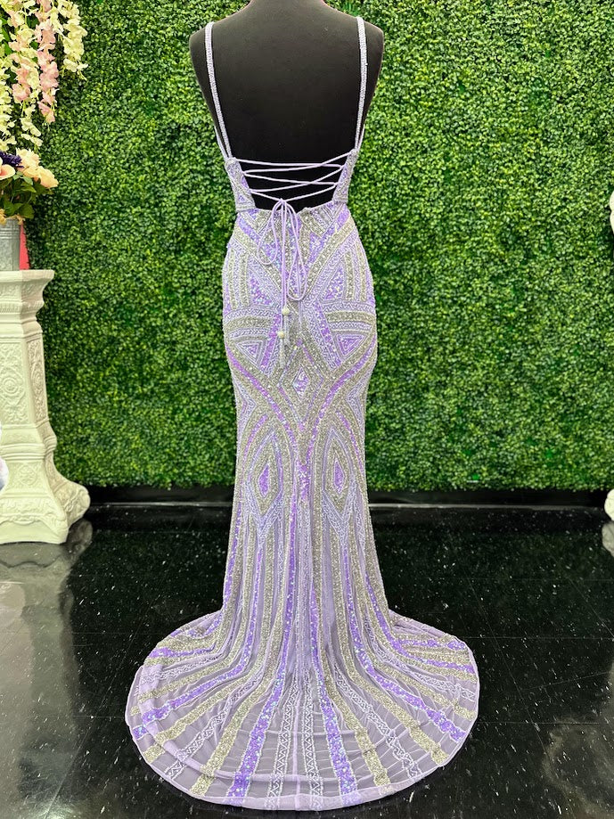 Dazzle in the Jovani 38848 Long Beaded Sequin Prom Dress. The corset bodice and V-neckline give a flattering fit while the Beading &amp; sequins details add a touch of glamour. Fringe beaded corset tassels. Perfect for prom, pageants, or any formal occasion.  Sizes: 00-24  Colors: Blush/Silver, Lilac/Silver