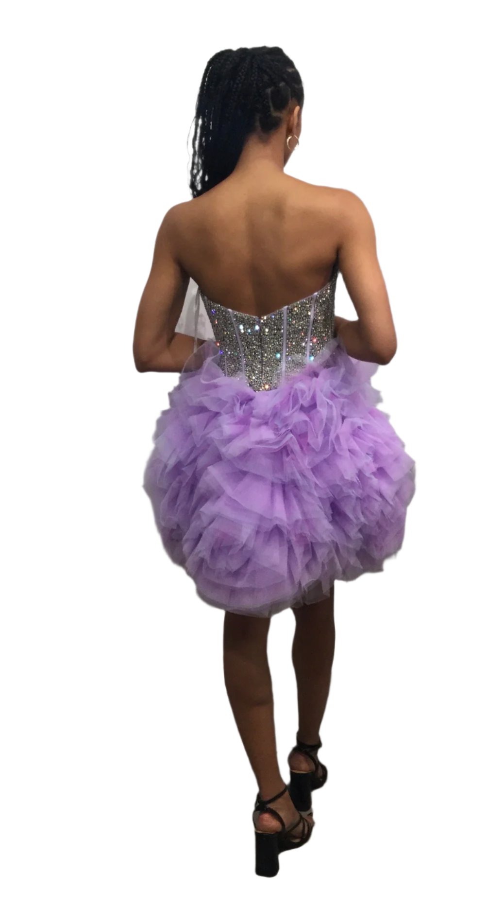 Expertly designed by Jovani, the 39748 Short Ruffle Crystal Corset Dress is a must-have for any formal event. The strapless design enhances your silhouette, while the ruffle detailing adds a touch of elegance. With a crystal embellished corset, this dress will surely make you stand out.