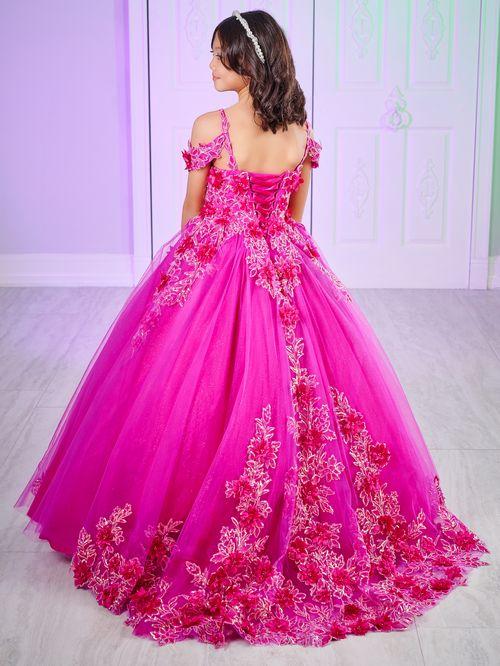 Feel like a true princess in the stunning Tiffany Princess 80011MW pageant dress. With intricate sequin lace detailing, a flattering corseted off-shoulder design, and a gorgeous ballgown silhouette, this dress will make you stand out on any stage. Embrace your inner royalty and shine like never before!