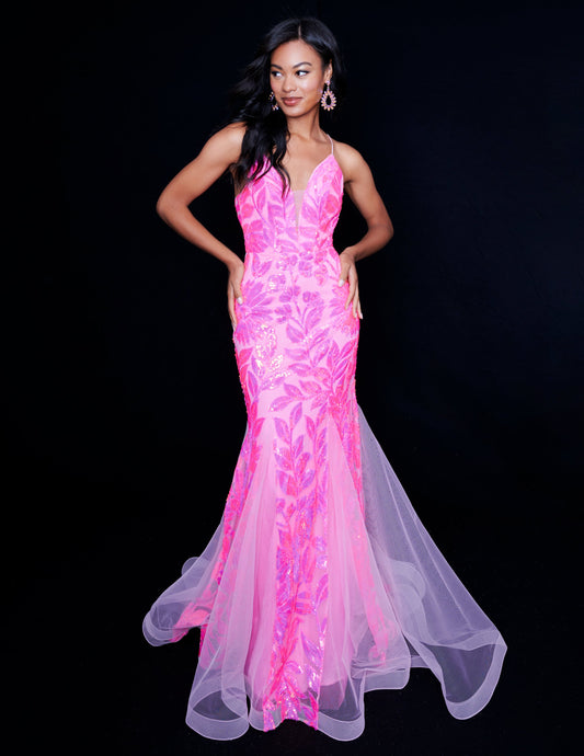 <p data-mce-fragment="1">This stunning Nina Canacci 8236 Prom Dress features a sequin mermaid design, highlighted by a backless corset and V-neckline. Perfect for formal events, this gown offers a flattering silhouette and elegant style. Shine and stand out at your next event with this must-have dress.</p> <p data-mce-fragment="1">Sizes: 0-12</p> <p data-mce-fragment="1">Colors: Pink, Navy, Orange</p>