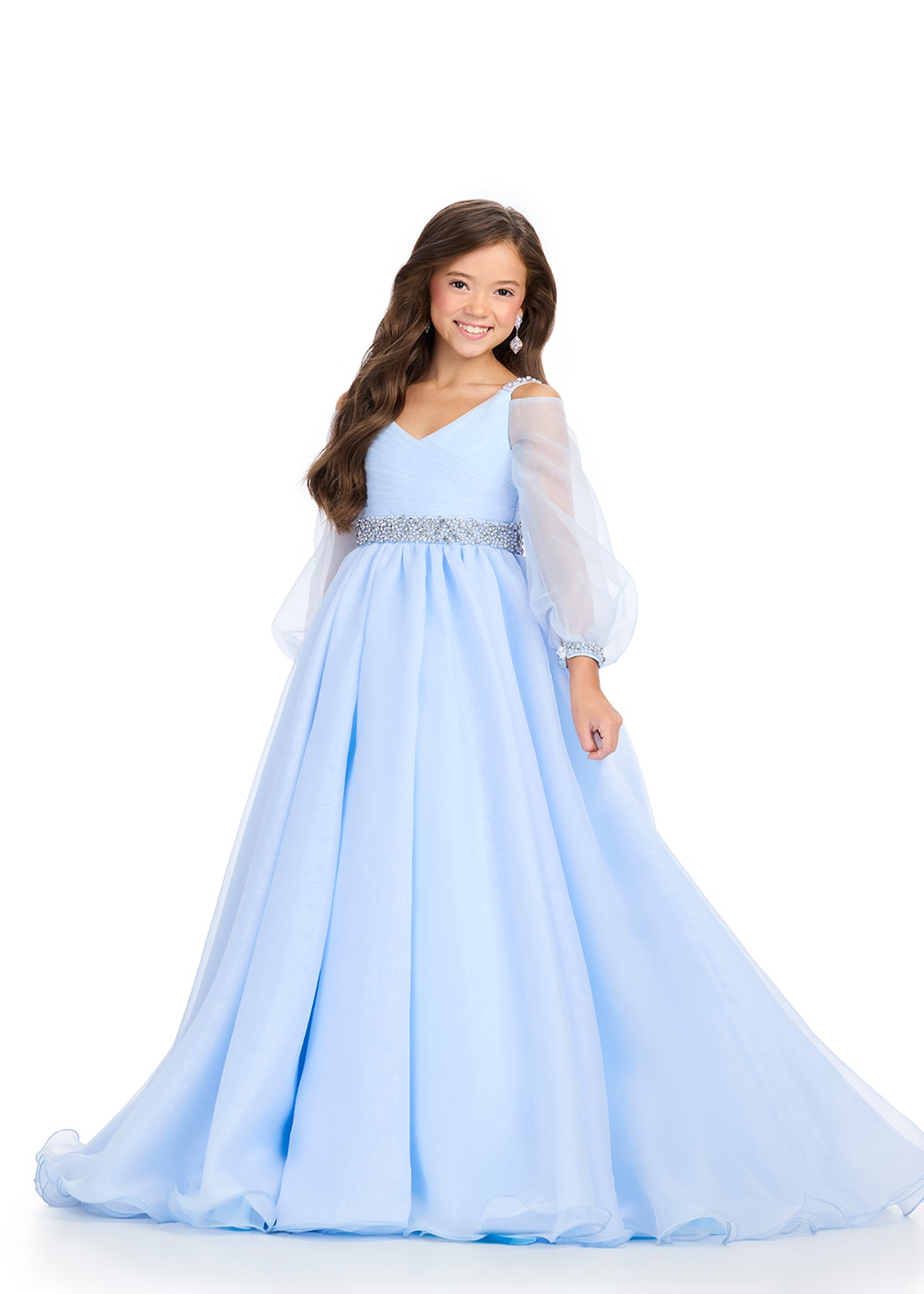 Expertly designed for pageants, formal events, and special occasions, the Ashley Lauren Girls 8273 Organza dress will make your little one feel like a true princess. Featuring a stunning long sleeve ballgown design, this dress is made from high-quality organza fabric and also features an elegant off the shoulder neckline. Give your child a look that will stand out and make them feel confident and beautiful.