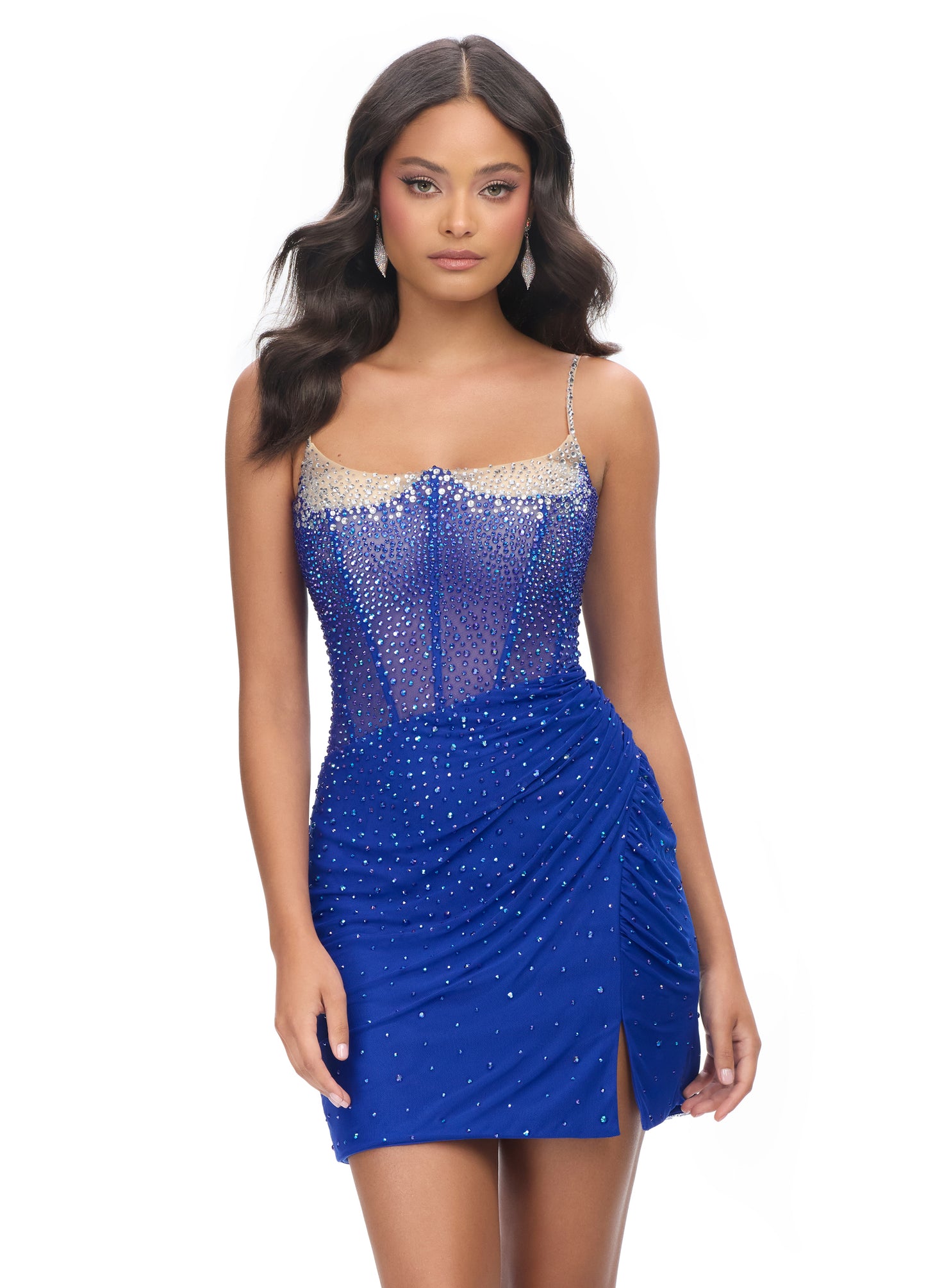 Ashley lauren 4690 royal cocktail dress front