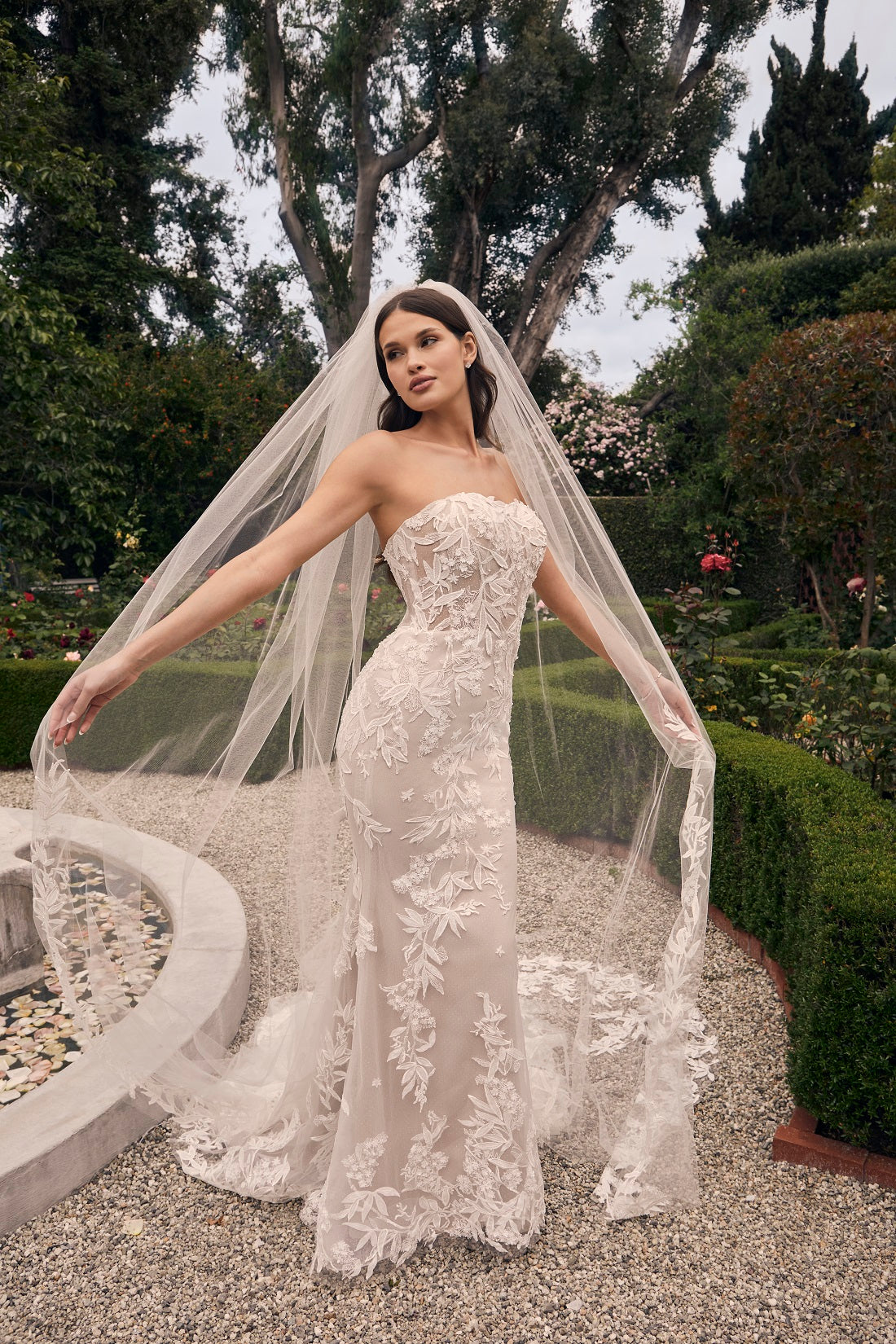 Casablanca Bridal 2548 Jacqueline A-Line Ballgown Off The Shoulder Sheer Floral Tulle Appliques Train Wedding Dress