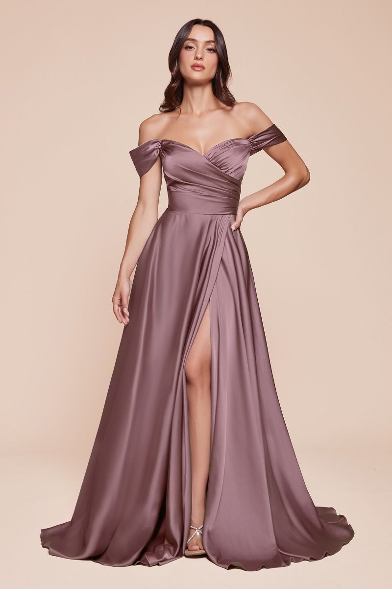 Ladivine 7493 english violet bridesmaids dress front