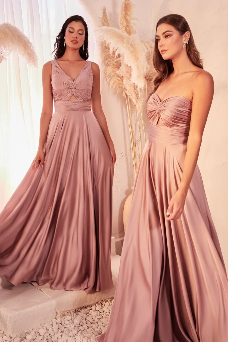 Ladivine 7496 Bridesmaids Dress Strapless A Line Soft Satin Keyhole Gown Dark Mauve