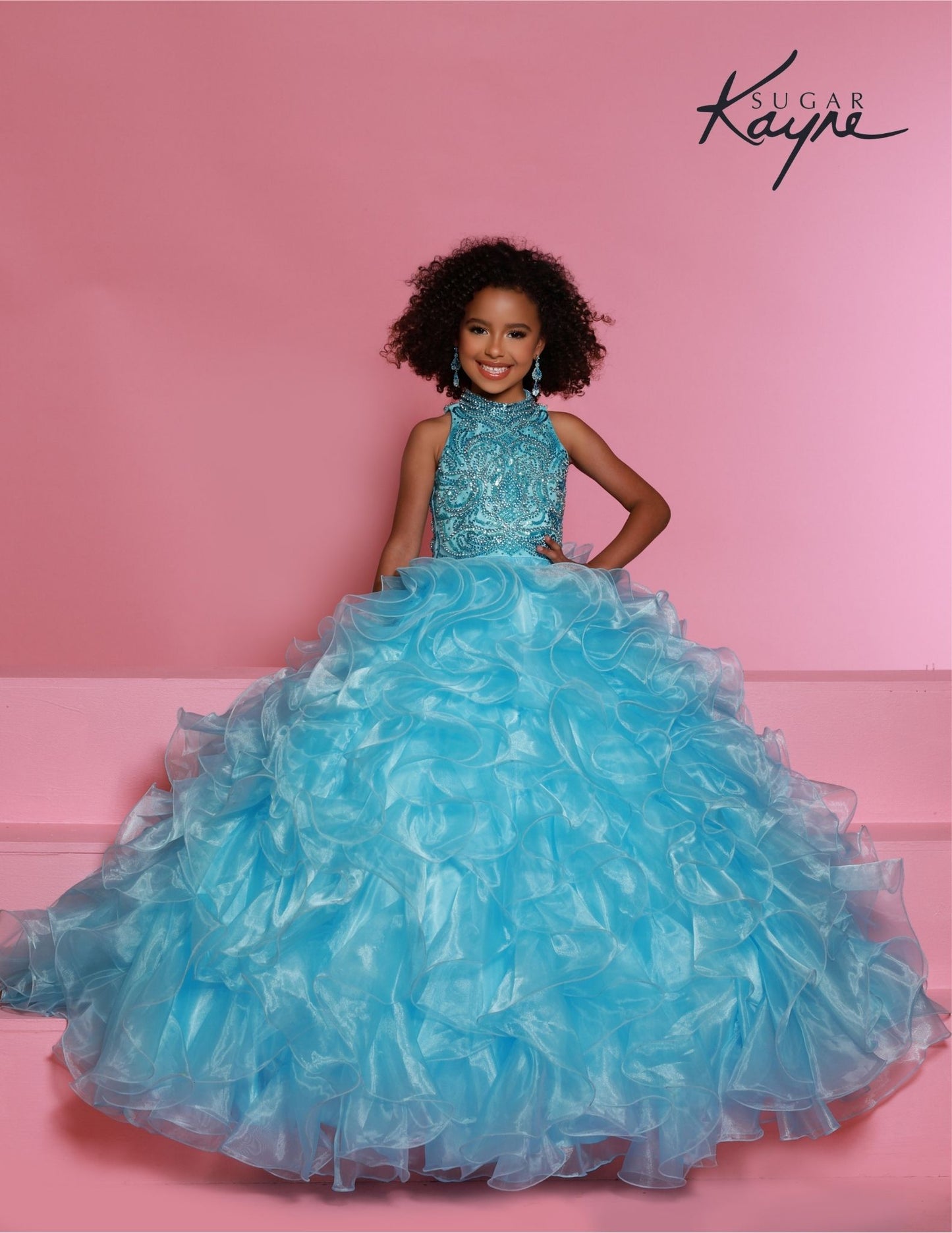 Sugar Kayne C328 Cinderella Blue Girls Preteens Pageant Dress