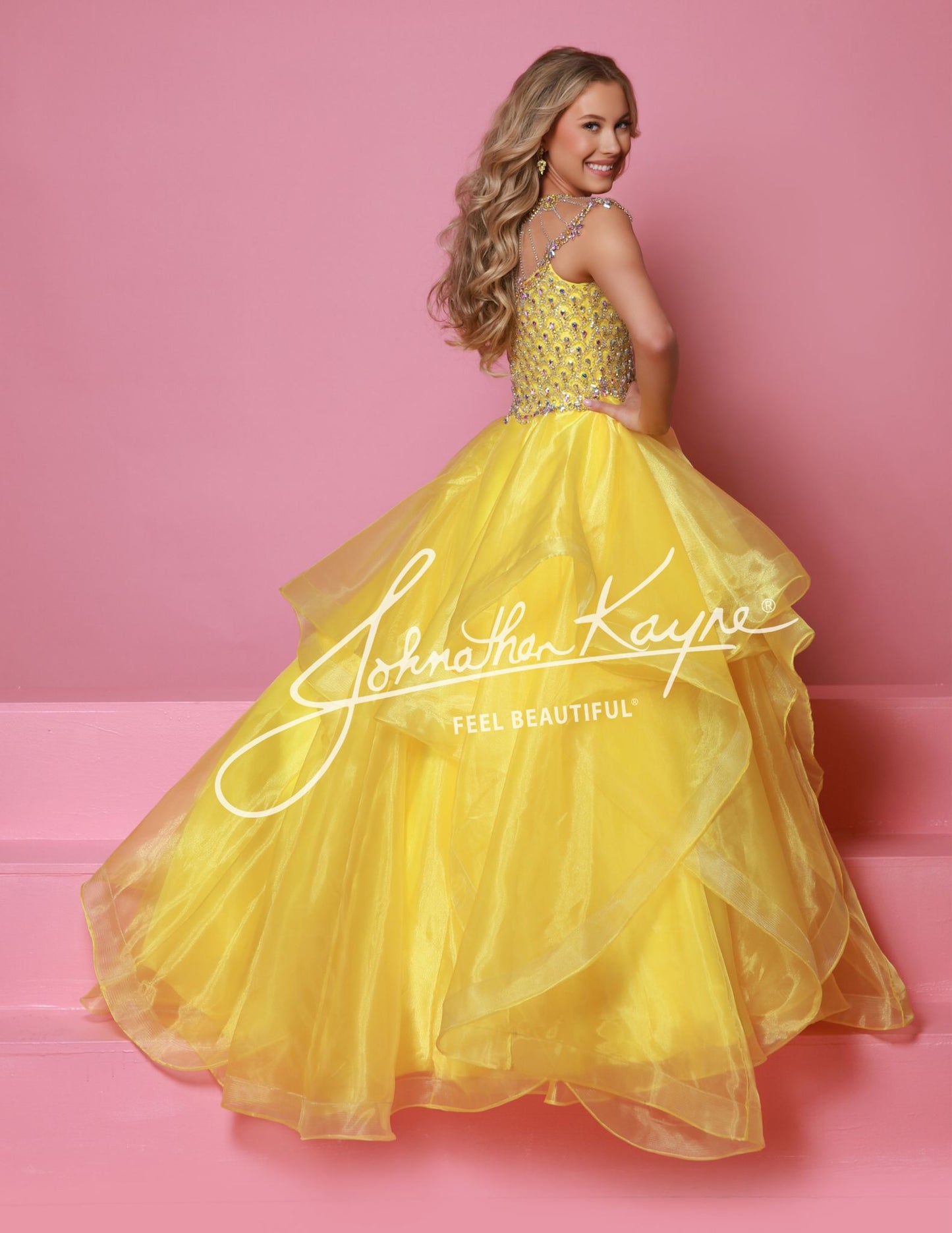 Sugar Kayne C354 Girls Pageant Ballgown Dress Crystal Bodice Layered Organza Skirt Cap sleeve