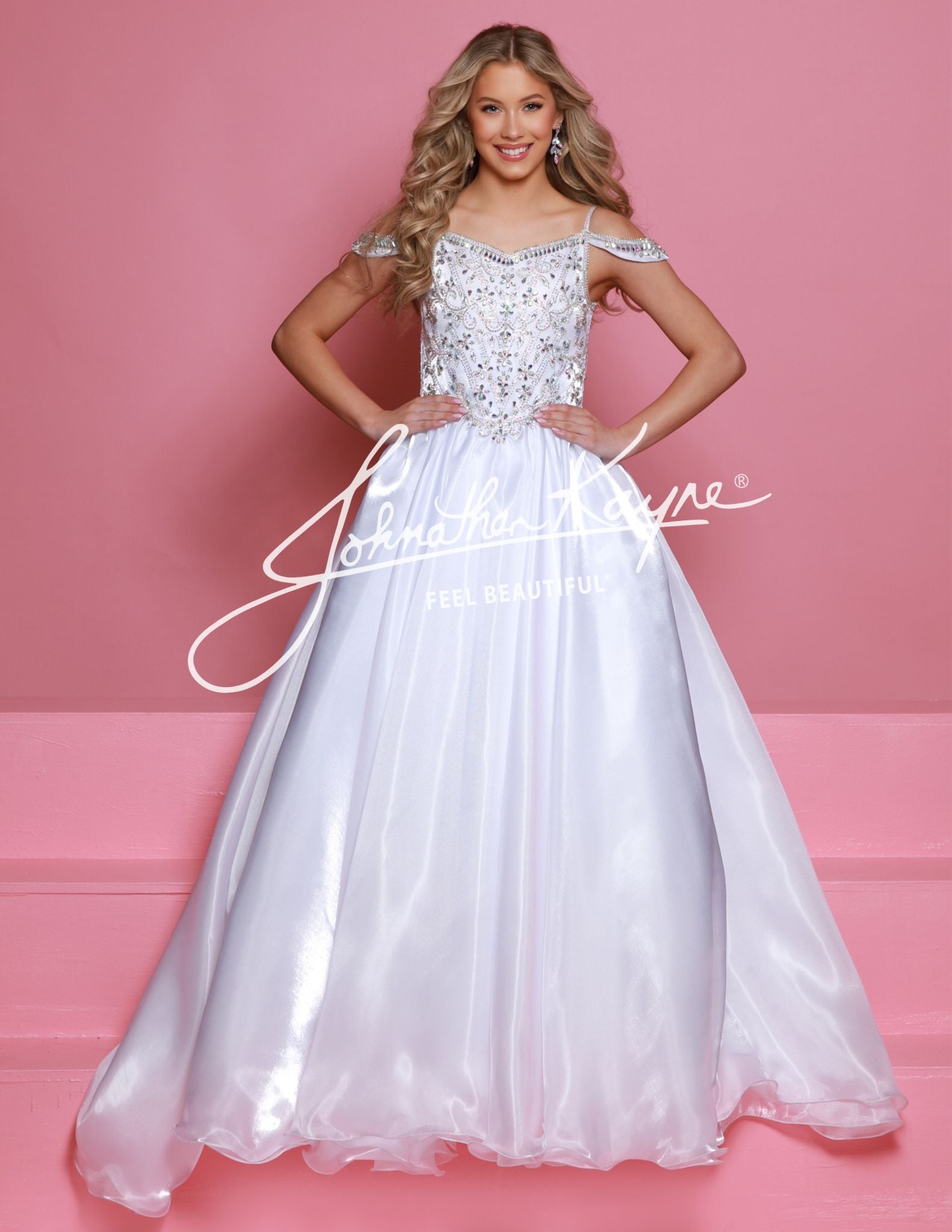 Sugar Kayne C365 Mirror Organza Girls Pageant Dress Off the Shoulder Straps Embellished BodiceElevate your child's pageant look with the Sugar Kayne C365 Organza Girls Pageant Dress. The off-the-shoulder design and crystal bodice add a touch of elegance and sparkle. Made from high-quality organza, this formal gown is not only beautiful but also comfortable for your little one to wear. Perfect for any pageant or special event.