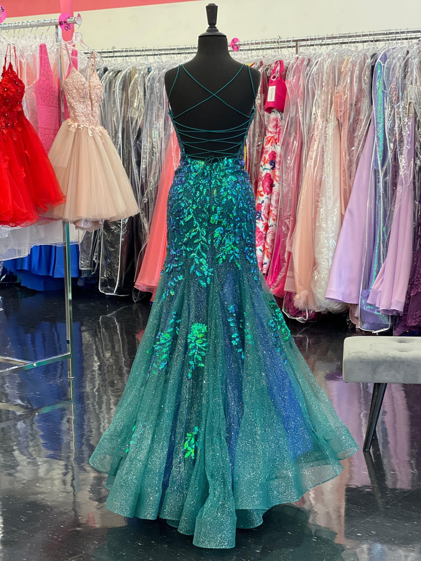 Amarra 87317 Mermaid Prom Dress Emerald size 2 8 Long