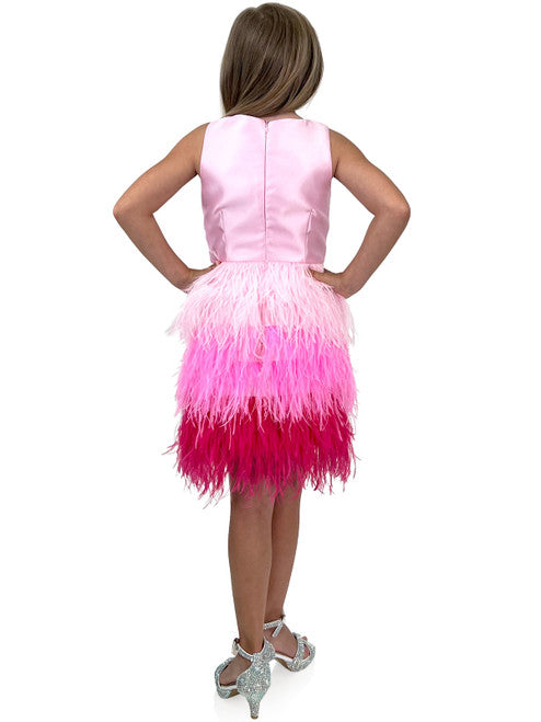 A must-have for the fashion-savvy young girl, this Marc Defang 5118 Girls Short Feather Ombre Pageant Dress features a unique, hand sewn ostrich feather all-over skirt with an ombre pattern and a beaded waistline. Embellished with hand-placed crystals along the top, this dress is fully lined and features a center back invisible zipper for a comfortable fit.  Sizes: 4,5,6,7,8,9,10,11,12,13,14  Colors: Pink, Hot Pink  *Choose Custom color from swatches! allow 25-30 days delivery