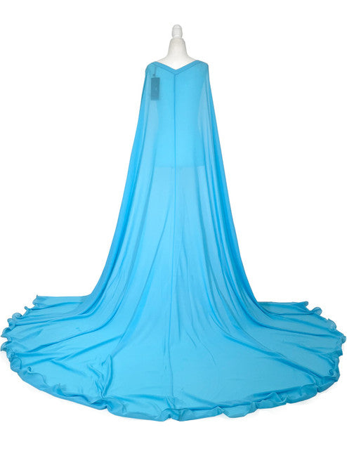 Elevate your formal look with the Marc Defang 2011 Long Chiffon Formal Pageant Cape. This detachable cape features 2 panels for a customizable fit and a stunning chiffon fabric that will flow gracefully as you move. Perfect for pageants, this cape adds that extra touch of elegance to your ensemble.   Ladies ONE SIDE FITS ALL