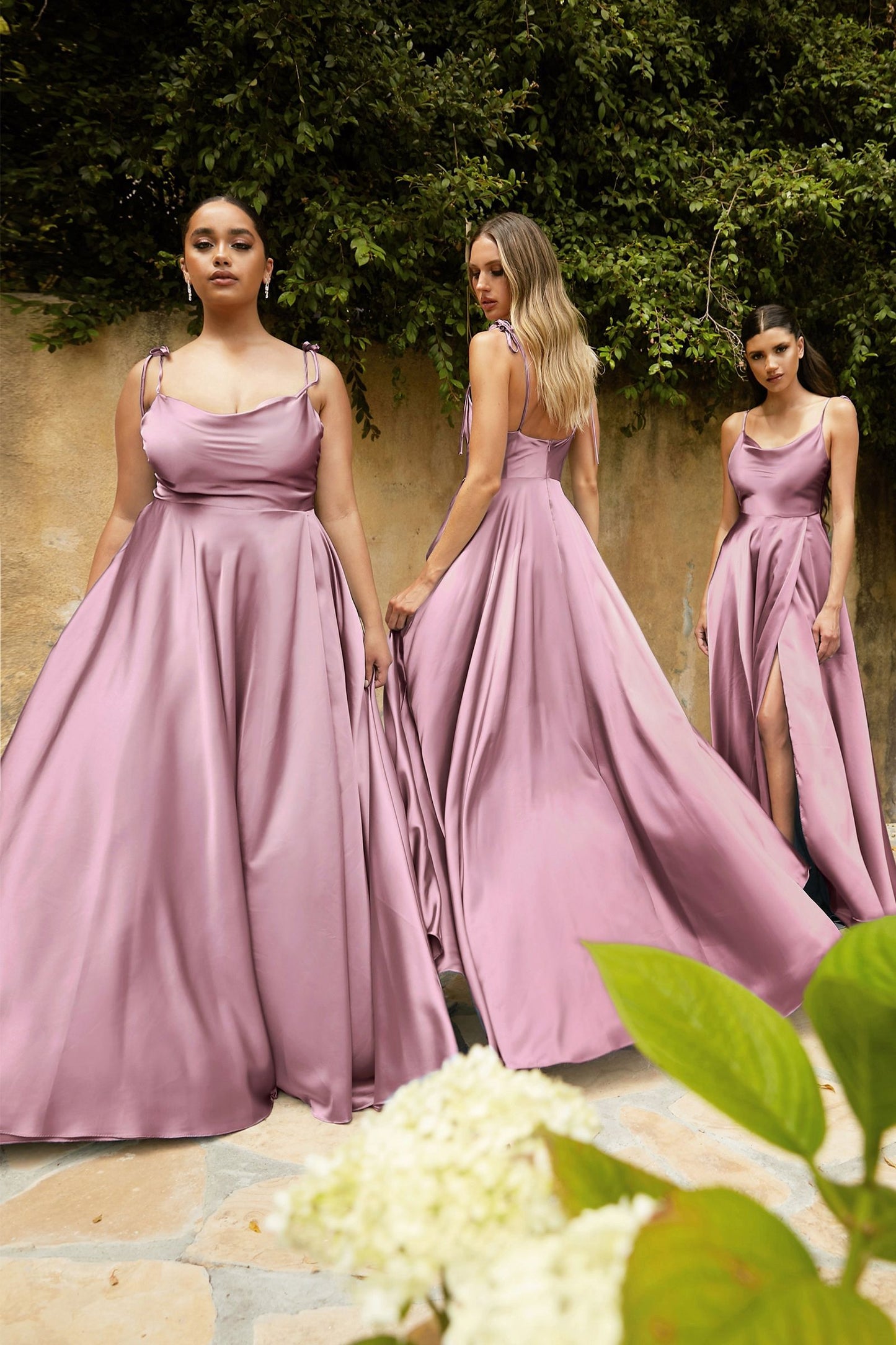 Ladivine BM104 Satin Bridesmaids Dress A Line with Slit