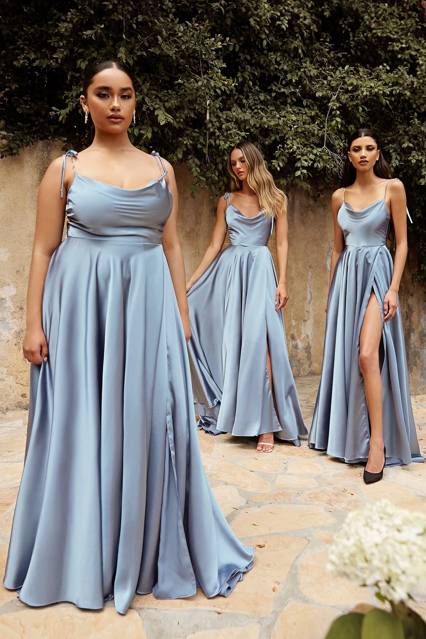 Ladivine BM104 Satin Bridesmaids Dress A Line with Slit