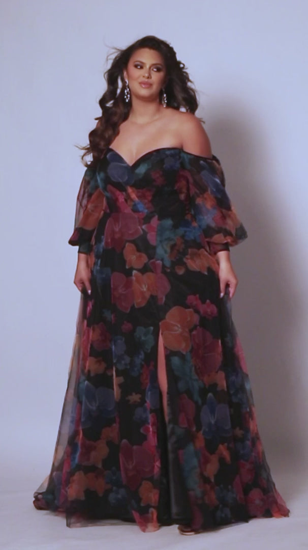 Elevate your special occasion look with this stunning Sydneys Closet SC7386 gown. Crafted with a beautiful A-line silhouette, this plus-size dress features floral digital print, alluring slit optional puff sleeves, pockets and a train. From prom to formal events, you will look and feel glamorous. Look like a breath of fresh air hen you wear our floral plus size maxi dress as a wedding guest or to any fancy formal event. 