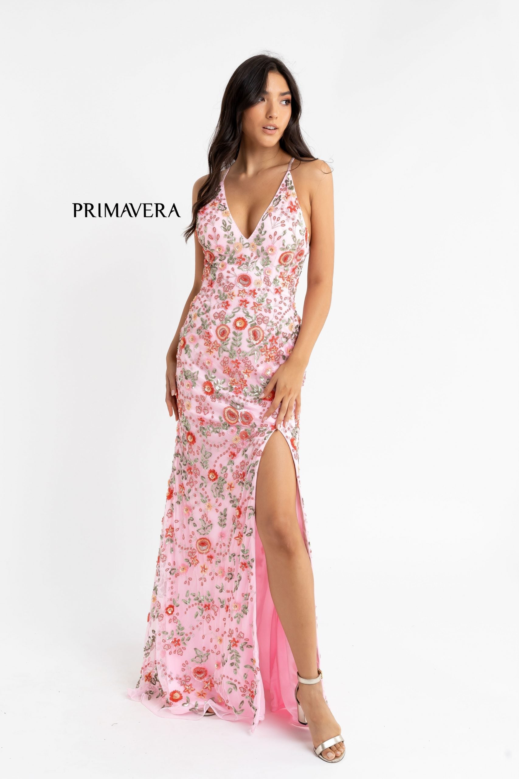 Primavera Couture 3073 Floral Prom Dress Long beaded evening