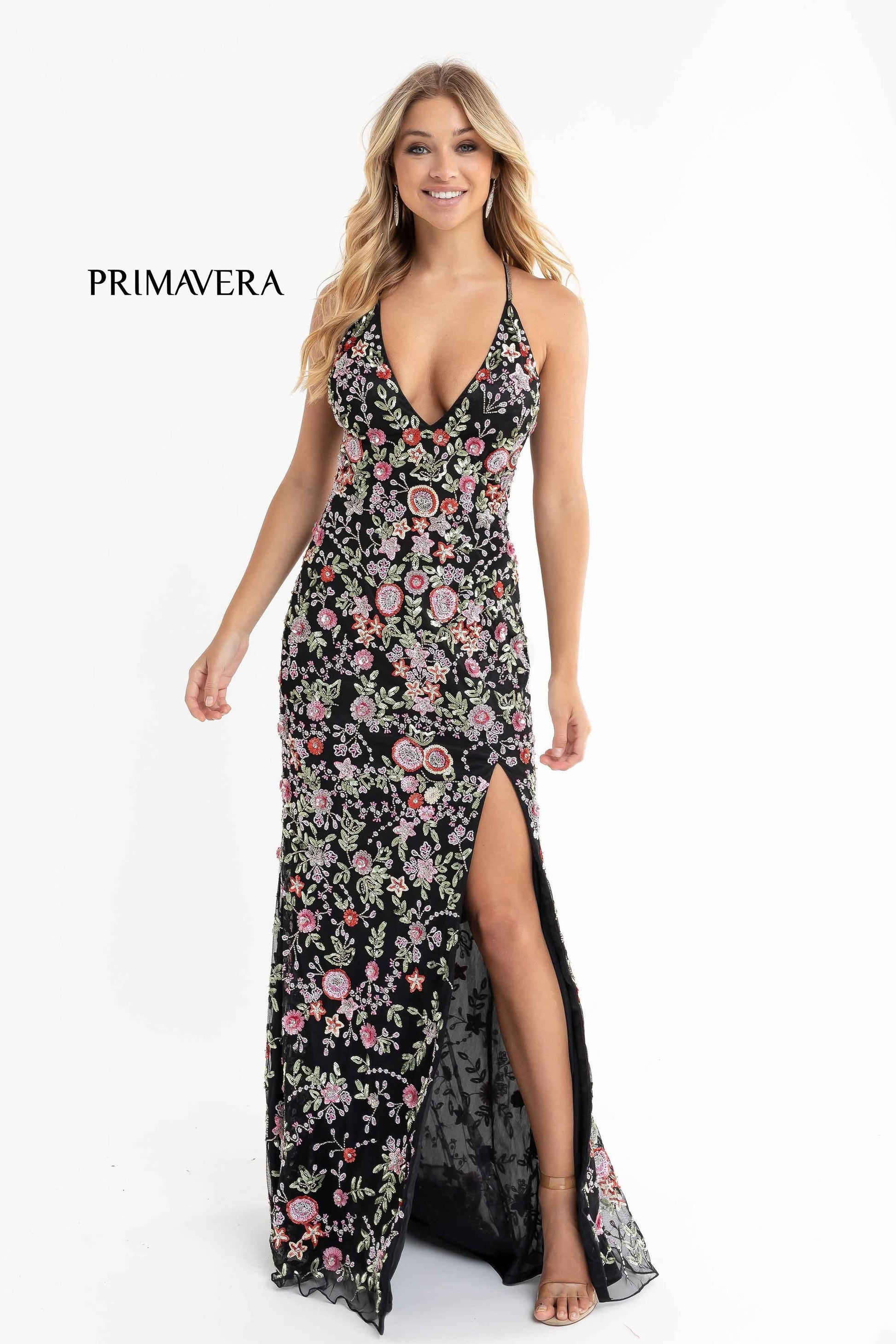 Primavera Couture 3073 Floral Prom Dress Long beaded evening