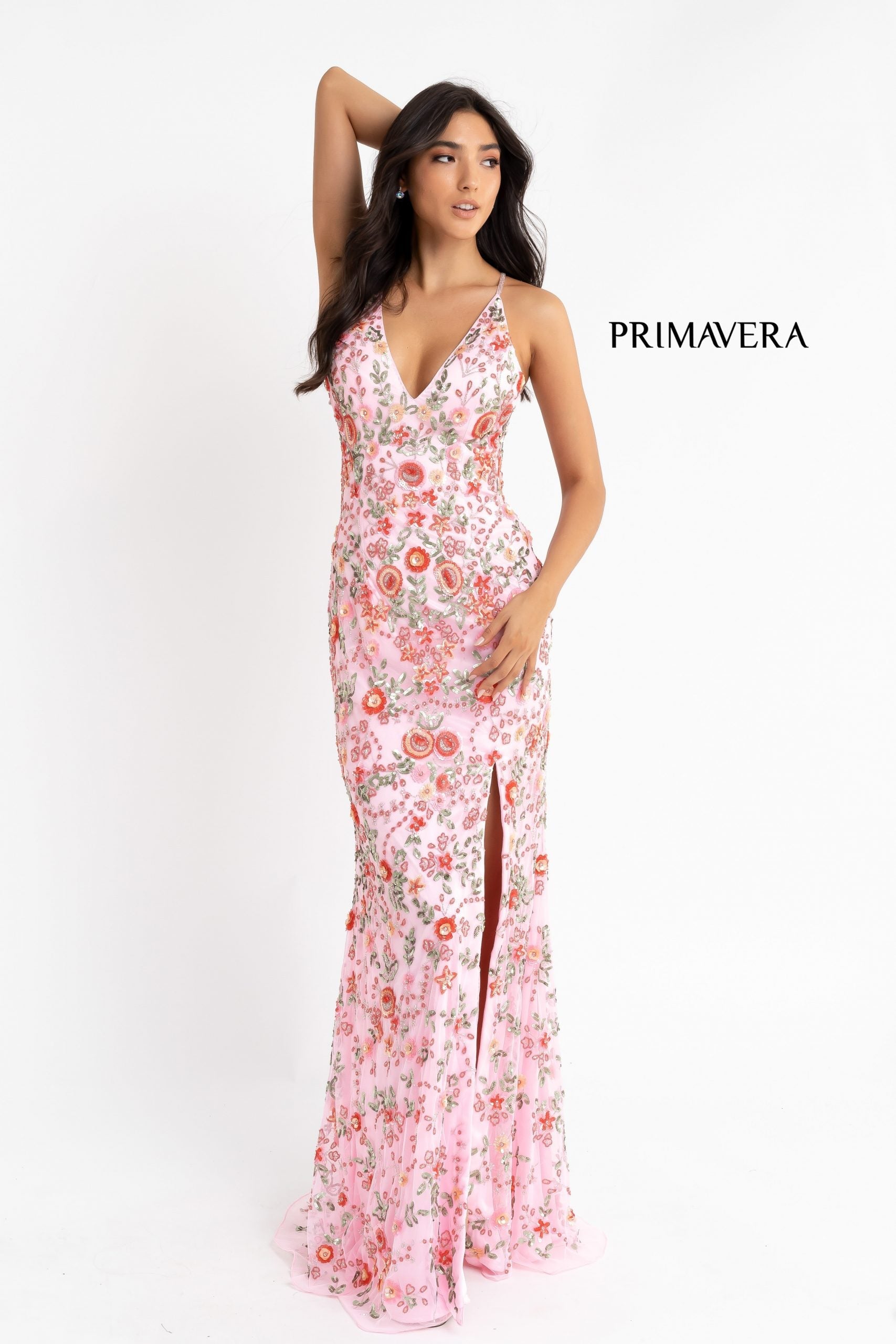 Primavera Couture 3073 Floral Prom Dress Long beaded evening