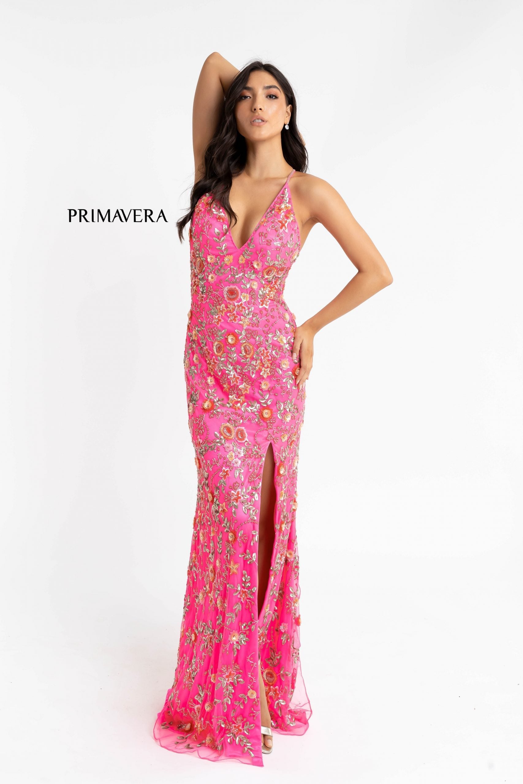 Primavera Couture 3073 Floral Prom Dress Long beaded evening