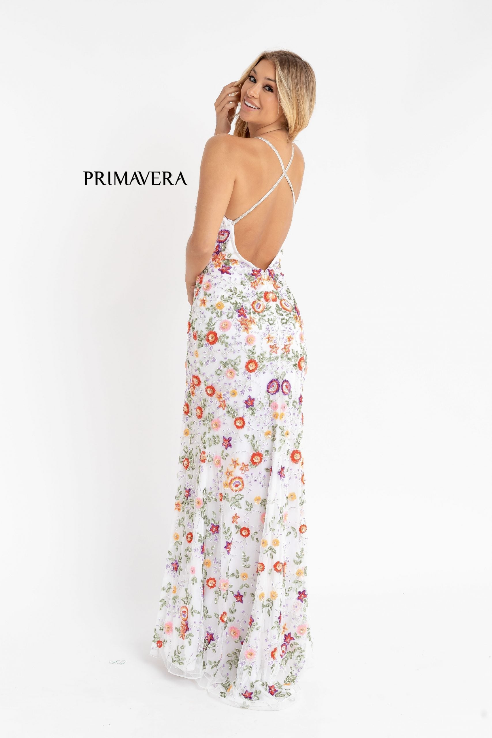 Primavera Couture 3073 Floral Prom Dress Long beaded evening