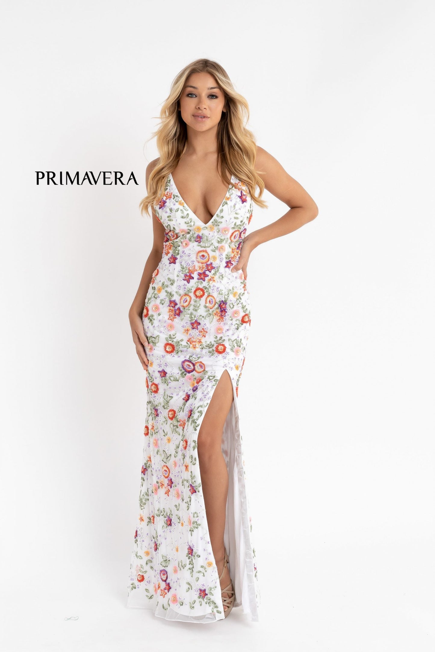 Primavera Couture 3073 Floral Prom Dress Long beaded evening