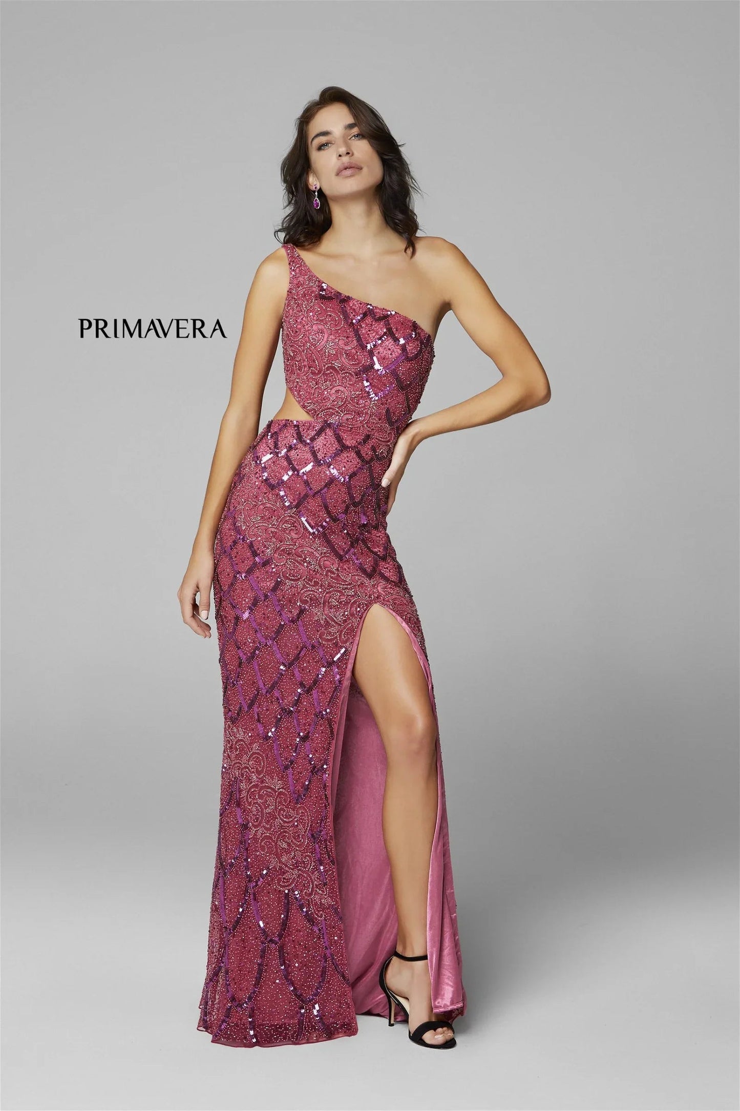 Primavera Couture 3729 Prom Dress One Shoulder Iridescent