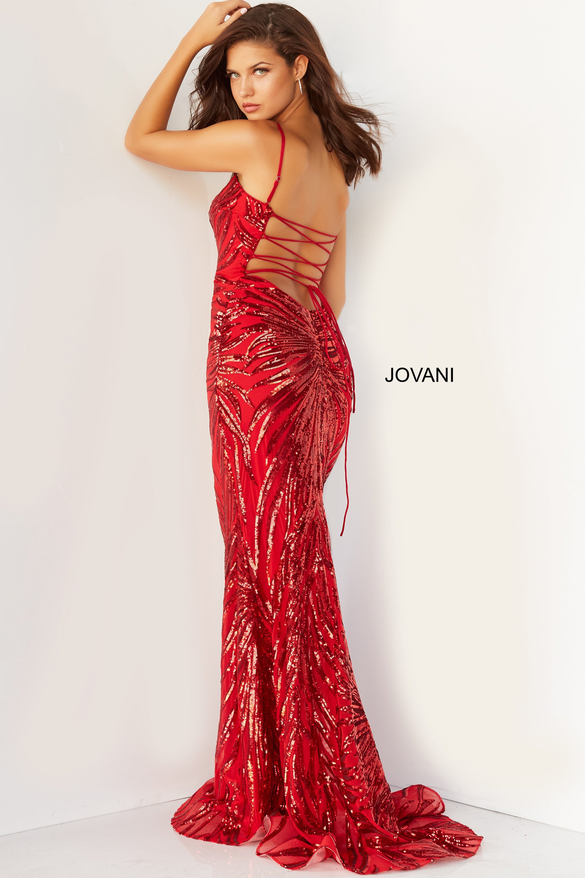 Jovani 08481 Long Straight Sequin Sweetheart Neckline Prom Pageant Gown. If you’re looking for outstanding elegance and sophistication, nothing holds a flame to the glorious shimmering beading of this Jovani Long Red sequin embellished Tie-Back Prom Dress. Built to stay glamorous through the years of specials occasions