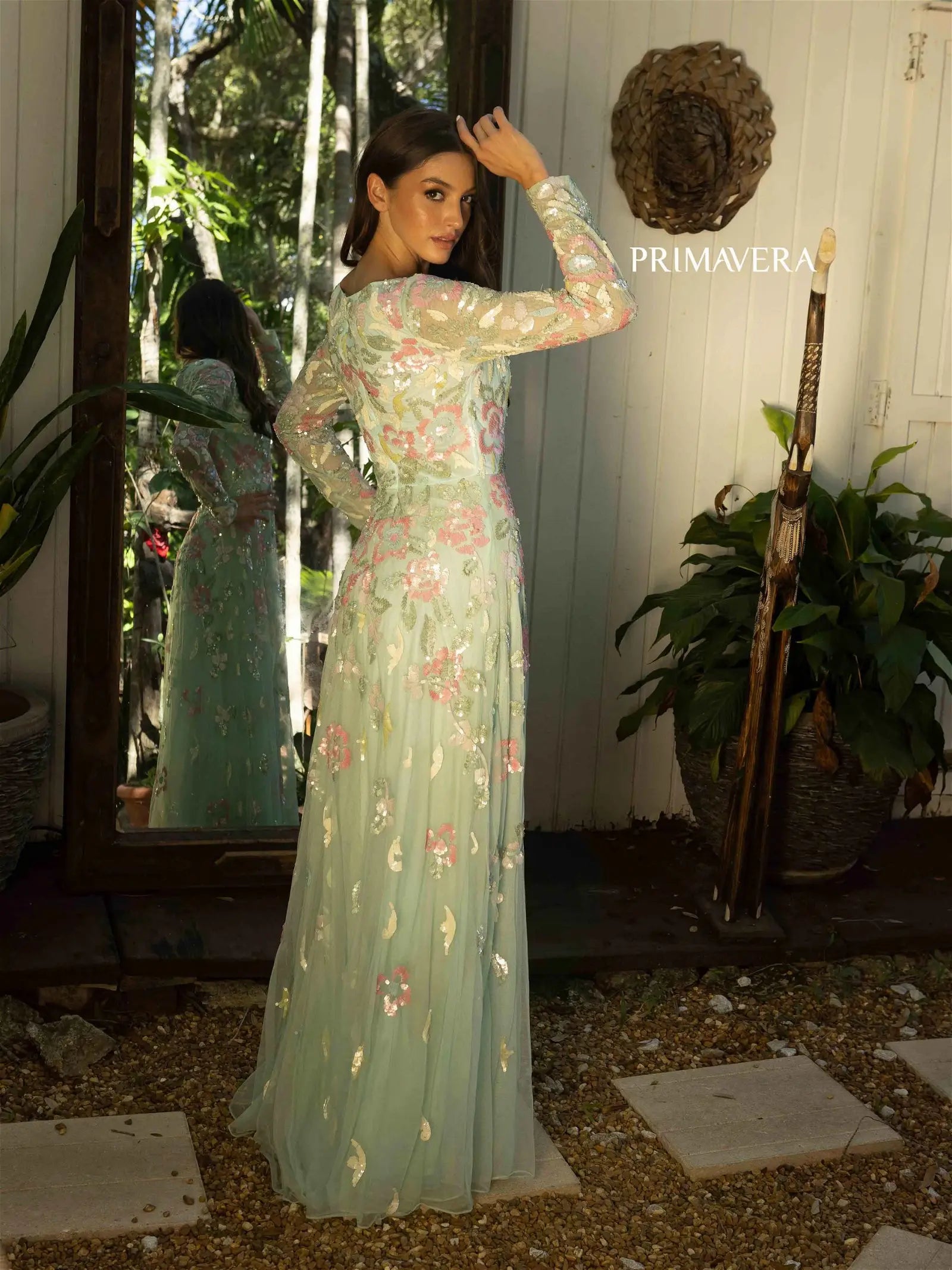 Primavera Couture 12021 Prom Dress Long Beaded Dress. Such a beautiful gown love the 3D flowers on it. 