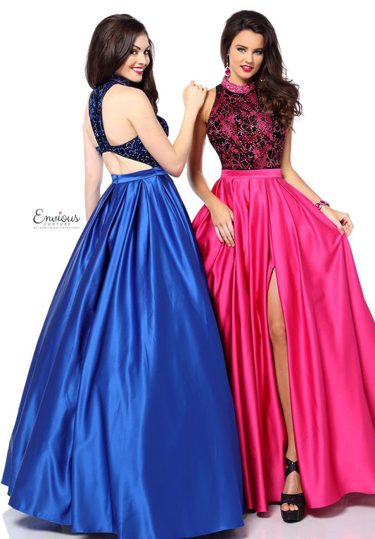 Envious Couture 18104 in stock 16 Royal/Black Prom Dress Pageant Gown