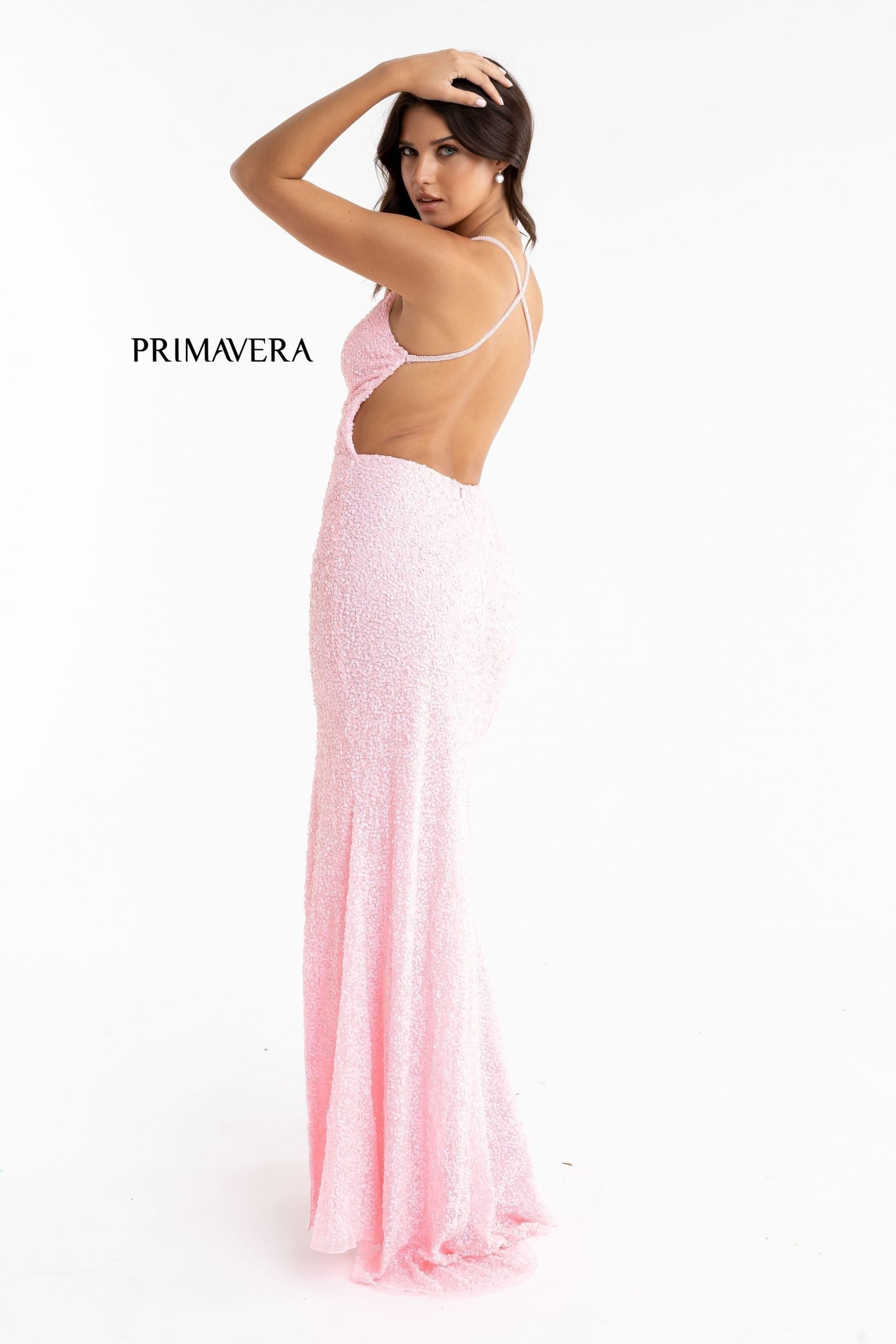 Primavera Couture 3291 Size 6 Neon Lilac Long Fitted Backless Sequin Prom Dress Formal Evening Gown