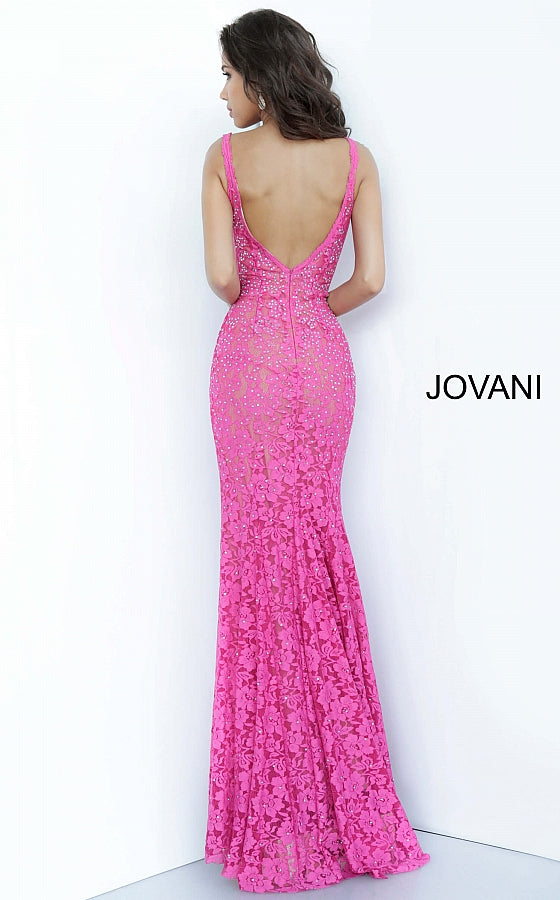 Jovani 48994 long fitted embellished lace prom dress pageant gown sweeping train