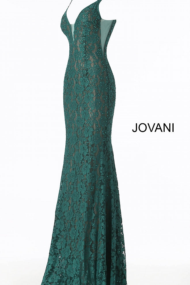 Jovani 48994 long fitted embellished lace prom dress pageant gown sweeping train