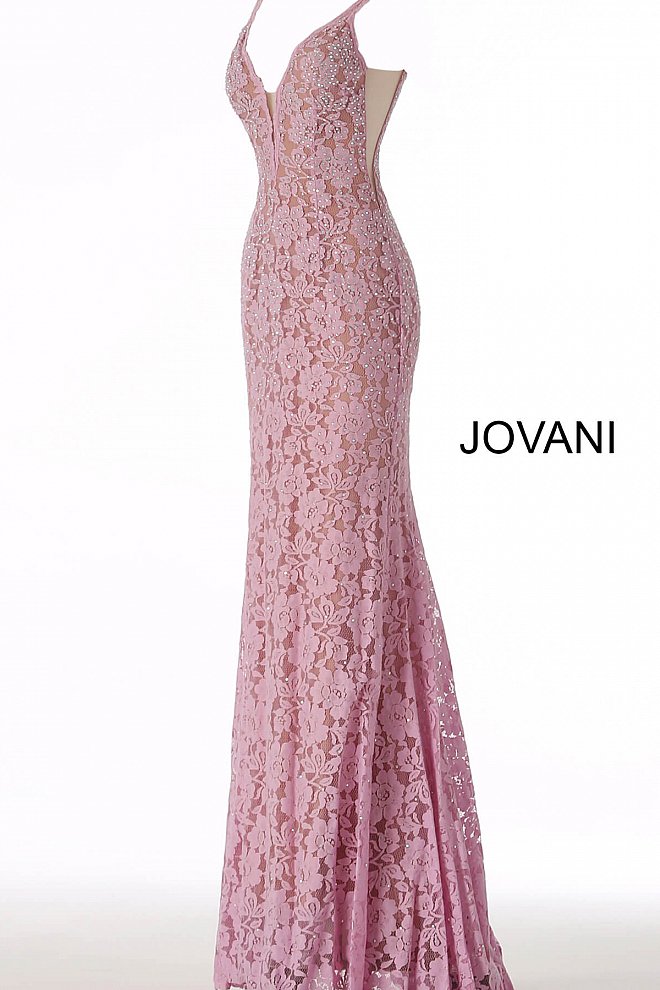 Jovani 48994 long fitted embellished lace prom dress pageant gown sweeping train