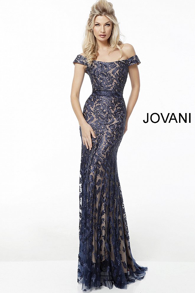 Jovani 49634 Off the Shoulder Embroidered Mother of the Bride Dress