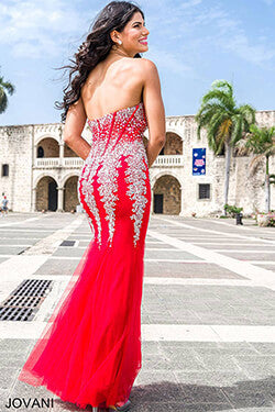 Jovani 5908 size 2 Hot Pink Silver Mermaid Prom Dress Pageant Gown Sheer Embellished