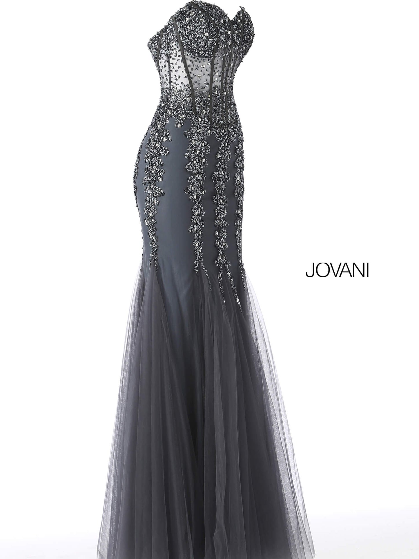 Jovani 5908 Sheer Corset Mermaid Prom Dress Pageant Sexy Embellished Formal Gown