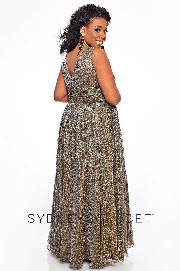 Sydney's Closet 7284 Size 16 Cobalt V neckline wide straps plus size prom dress evening gown