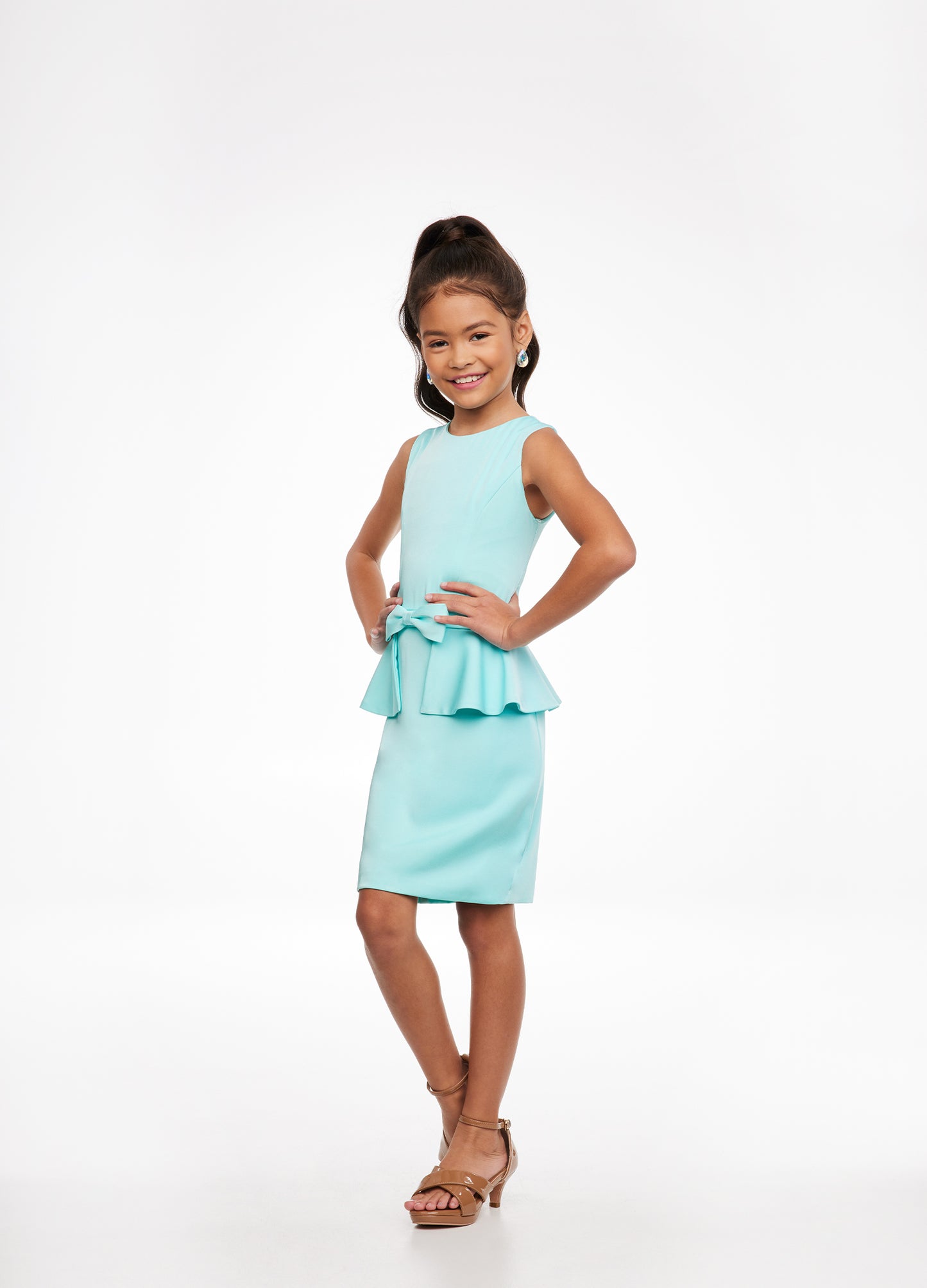 Ashley Lauren Kids 8097 Short Crepe Peplum Cocktail Dress Pageant Interview This stunning crepe cocktail dress features a crew neckline giving way a peplum with bow detail. Crew Neckline Peplum Detail Bow Accent Crepe Available Sizes: 2-14 Available Colors: Pink, Aqua, Yellow