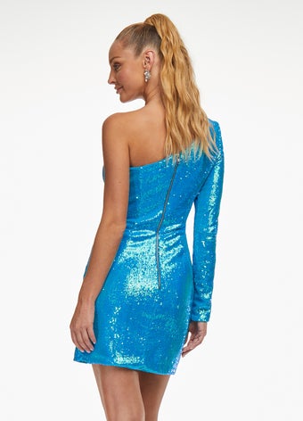 Ashley-Lauren-4455-Neon-Blue-Homecoming-Cocktail-Dress-Back-Sequin-One-Long-Sleeve-Slit