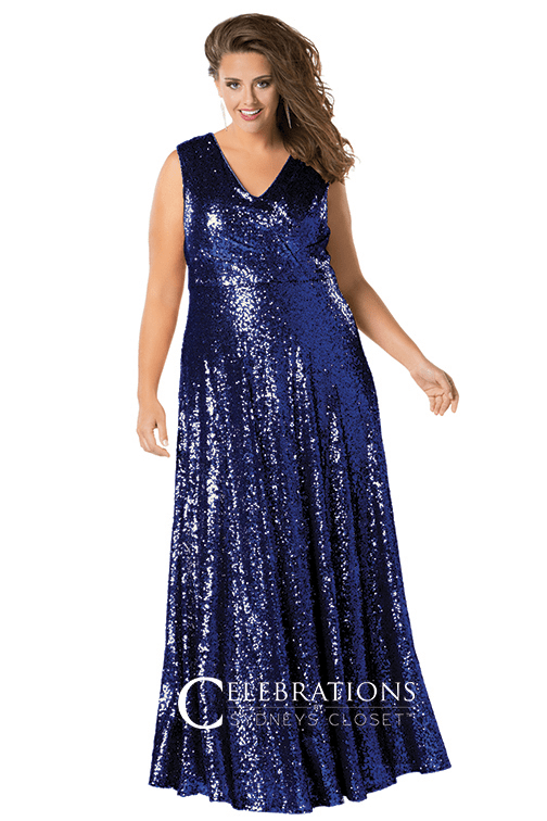 Sydney's Closet CE1801 Long Sequin Plus Size Prom Dress Formal Evening Gown