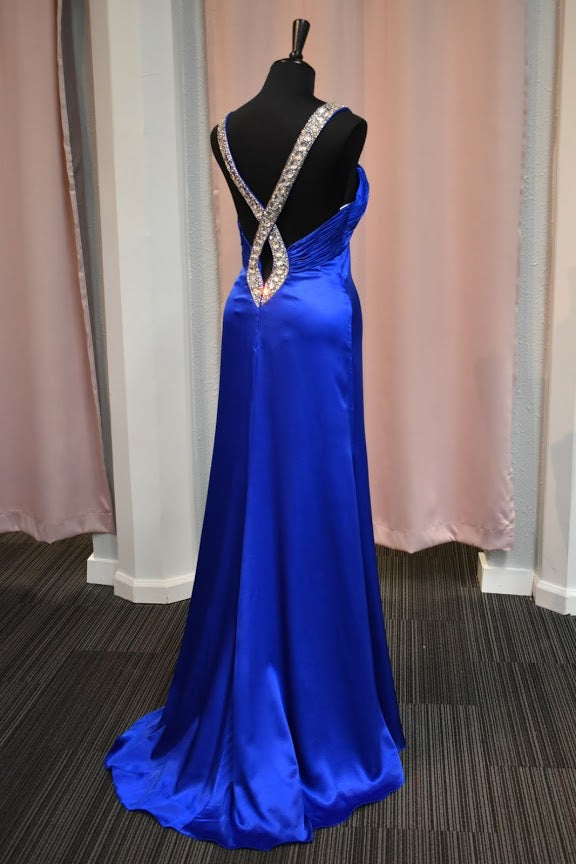 Tiffany 16603 Royal Size 10 Prom Dress Silk Pageant Gown Long