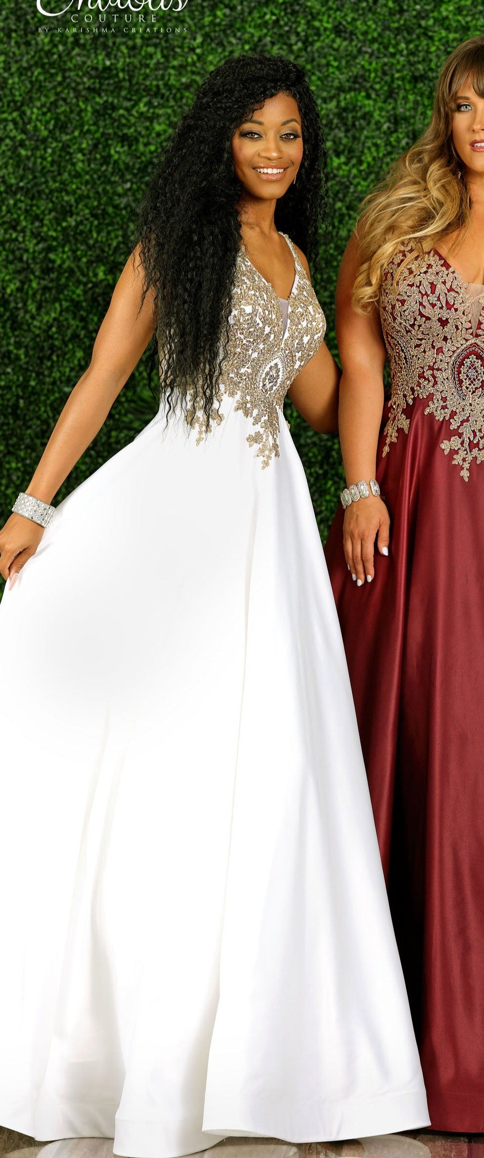 Envious Couture E1512 is a Long A line Prom, Pageant & Formal evening dress. Featuring embellished Applique Accents along the Bust & Bodice, Plunging neckline with mesh insert. Open v back. High waist a line skirt with beaded appliques cascading into the skirt.  1512  Size:  14  Colors: Ivory/Gold